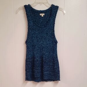 Anthropologie PIlcro Stitched Mixed Knit Sweater Tank Blue Sz XL Sleeveless